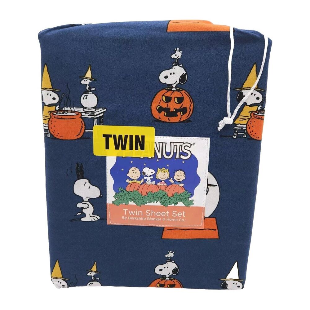 Peanuts Twin Sheet 3 Piece Set Berkshire Blanket‎ & Home Co Snoopy Halloween New